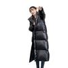 Shiny New Down Padded Jacket Women's Mid-length Thickened Long Over-the-knee Loose Black Jacket
