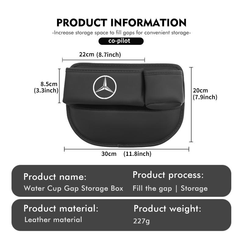 rdpw2 For Benz Car Logo Universal Seat Gap Slit Pocket Organizer Card Bottle Cups Holder AMG Exclusive A C E R V Class CLA CLS C180