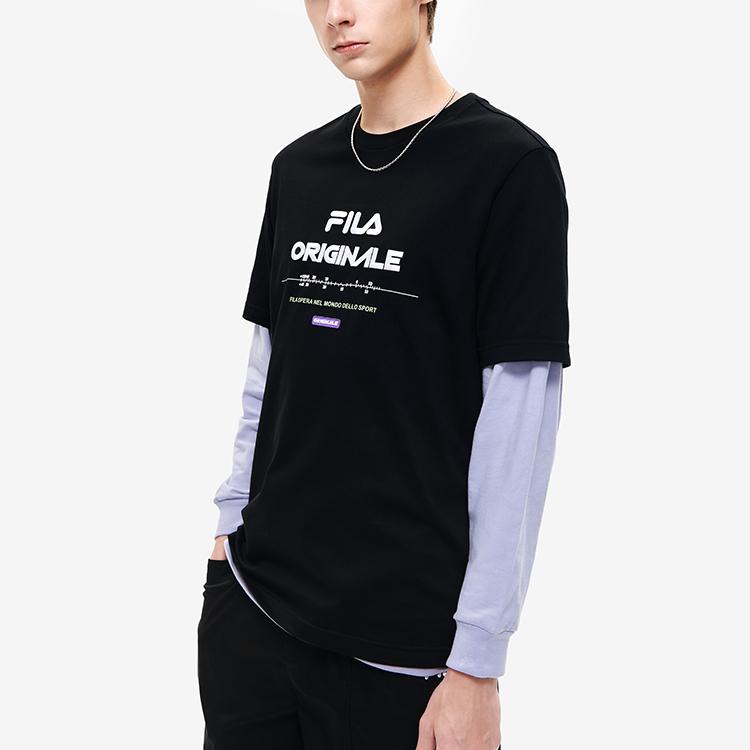 Fila Буква Спорт Повседневный Круглый вырез Короткий рукав Футболка Мужские топы Черный F11M229111FBK