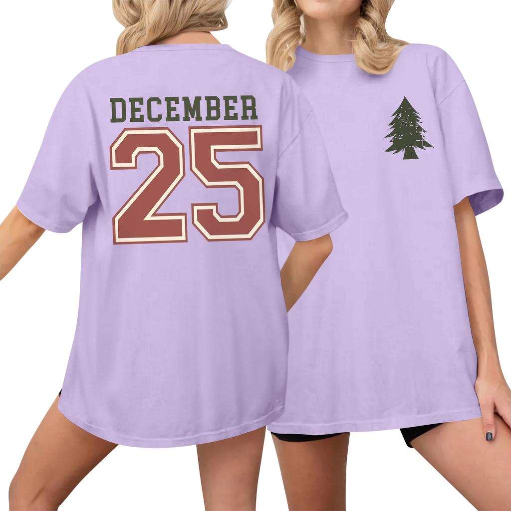 Women's Casual Printed T-Shirt Round Neck Pullover Short Sleeve Top