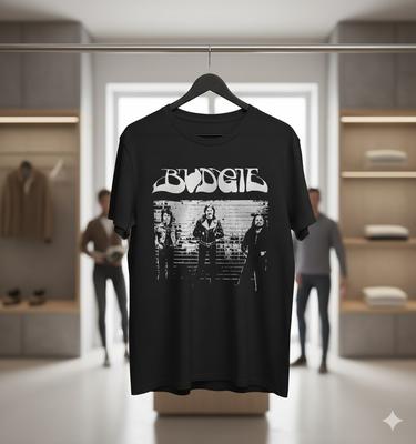 Budgie Classic Rock Band Vintage Photo Black T-Shirt T149