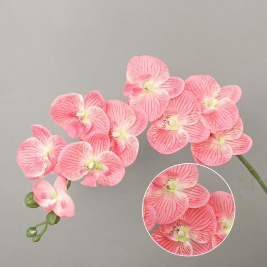 Искусственные цветы орхидеи на длинных стеблях, реалистичные орхидеи фаленопсис, не требующие ухода, бархатные лепестки, искусственный цветок, домашний декор