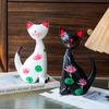 2 шт. деревянная статуэтка кошки, современные миниатюры, настольное украшение, скульптура животного, подарок