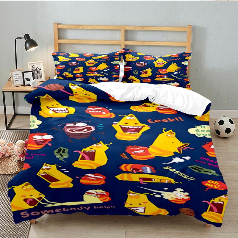 3PCS Larva Bedding Set Printed Duvet Cover Closure Includes 1 Duvet Cover & 2 Pillowcases for All Seasons Bedroom Decor