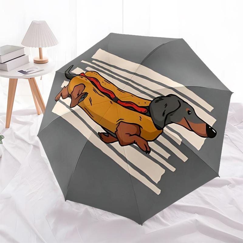 1pc Hotdog Dachshund Automatic Open/Close Umbrella Compact Folding Umbrella, All-Season Portable Umbrella for Women/Men F1124091