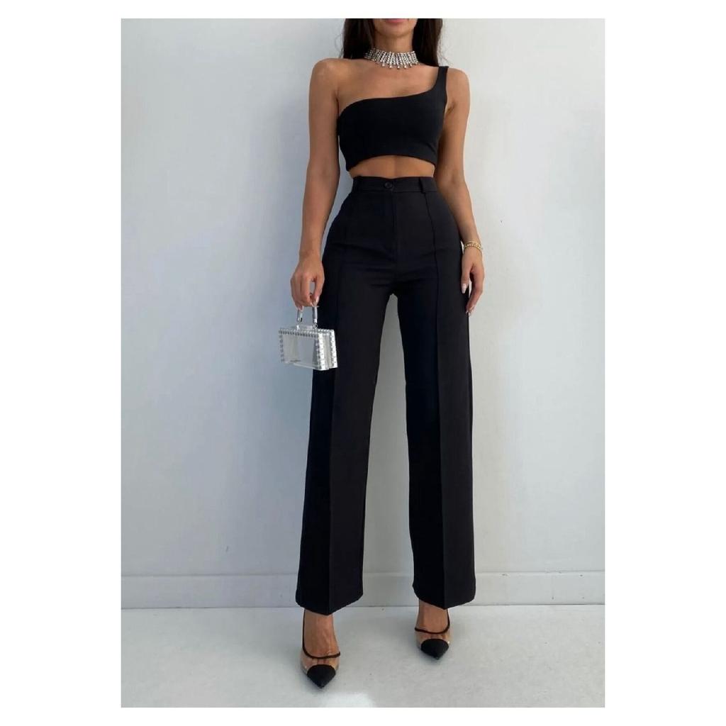 Женские синие свободные широкие джинсы-палаццо большого размера