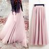 Bohemia Long Skirts Women Stretch High Waist Solid Chiffon A-Line Skirt Casual Pleated Maxi Skirt