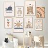 Boho Nursery Poster Lion Bear Wall Art Canvas Painting Sun Rainbow Alphabet Canvas Paintings Wall Pictures for Kids Room Decor