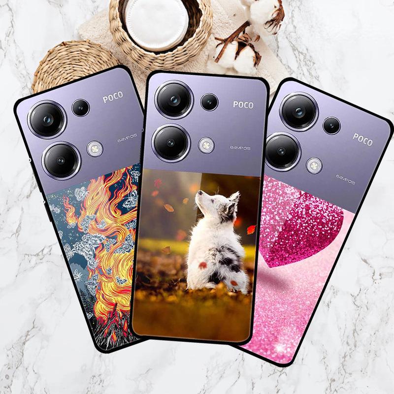 Красочный эстетичный чехол из закаленного стекла для Redmi 12 5G и POCO M6 PRO
