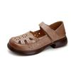 Cutout Real Leather Sandals Women Summer Strappy Shoes Ladies Low Heels Wide Orthotic Sandal Mom Comfortable Pretty Sandal Woman