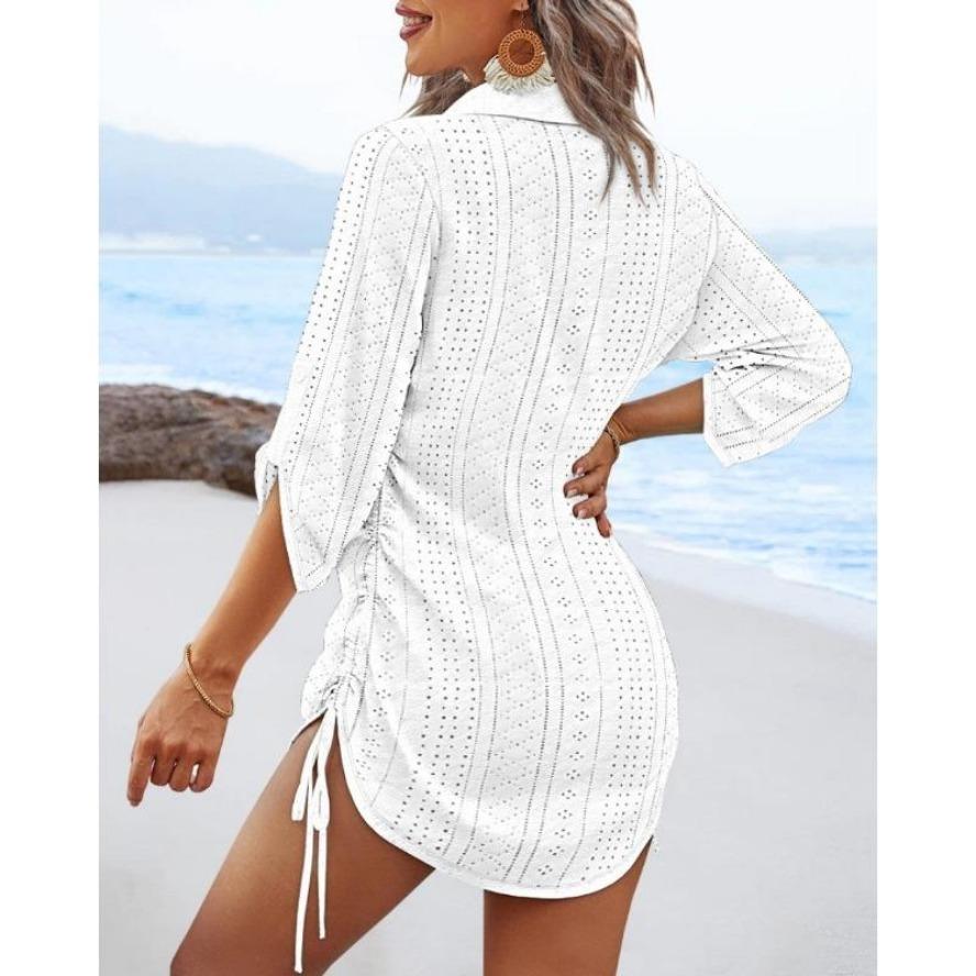 YYFS Женская мода лето весна однотонный принт с коротким рукавом и v-образным вырезом свободная талия повседневные платья