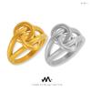 Unique Interlocking Double-Layer Hollow Design Gold-Plated Titanium Steel Ring
