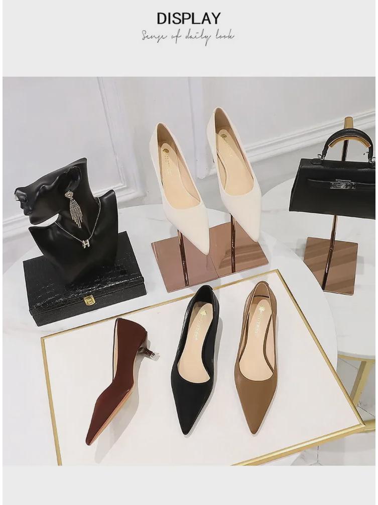 Туфли-лодочки на среднем каблуке в европейском и американском стиле — сексуальные, элегантные, с острым носком, с неглубоким вырезом, весенняя мода для женщин