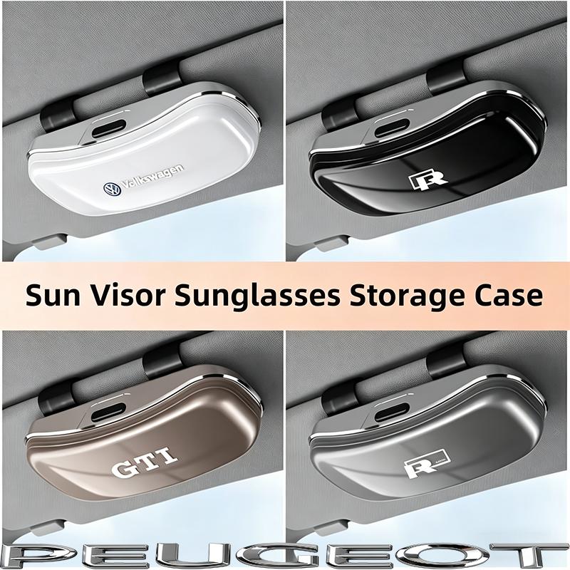 Car Emblem Sun Visor Glasses Case Sunglasses Storage Gift Box For VW GTI Polo Golf PassatB6 Tiguan Arteon Taigo Jetta CC Hub Cap