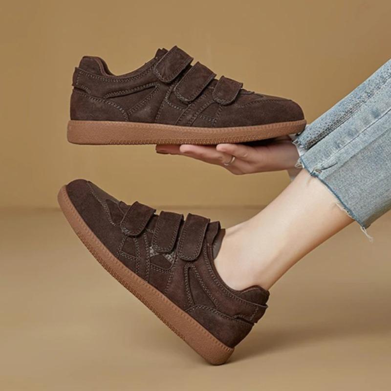 2026 Spring New Genuine Leather Sneakers Women Vintage Brown Suede Flat German Training Shoes Comfortable Outdoor Running Shoes