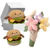 Hamburger Plush Toy Soft Stuffed Bouquet Plushie Funny Food Flower Pillow Burger Doll Creative Birthday Gift for Girl Boy