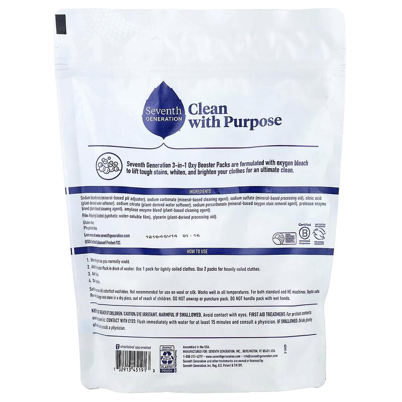 Power+, 3-in-1 Oxy Booster Packs, Fragrance Free, 25 Packs, 1.1 lbs (500 g)