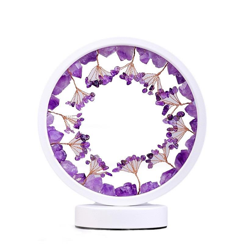 Natural Quartz Crystal USB LED Three-Color Light No Flicker Night Light for Yoga Meditation Room Decor Wellness Lighting