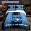 NSW Blues logo Customized Name Text Bedding Set, 1 Duvet Cover & 2 Pillowcases Personalized Bedroom Gift