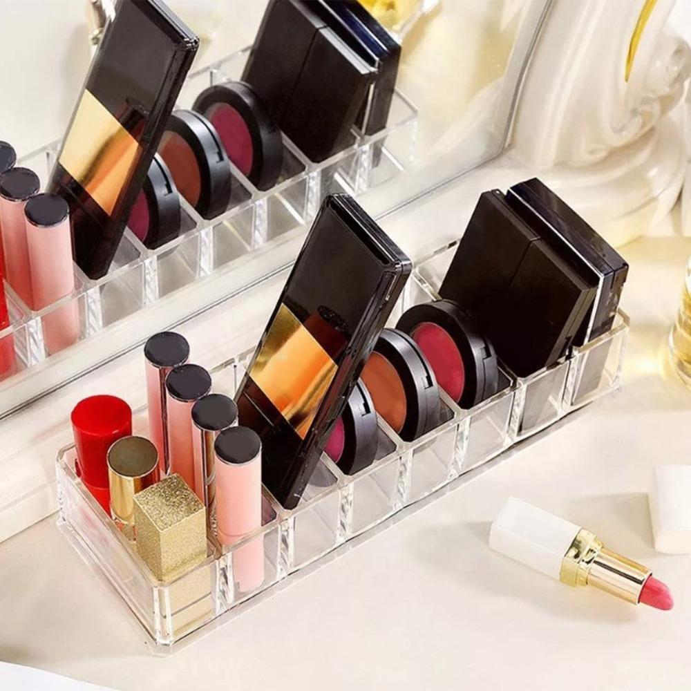 Clear Makeup Organizer Plastic Multi-Functional Acrylic Makeup Stand 8 Compartments Cosmetic Display Holder Vanity