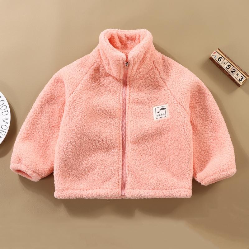 Детское плюшевое пальто Осень Зима Малыши Мальчики Девочки Цветной блок Молния Длинный рукав Топ Детская Повседневная Теплая Куртка Верхняя одежда
