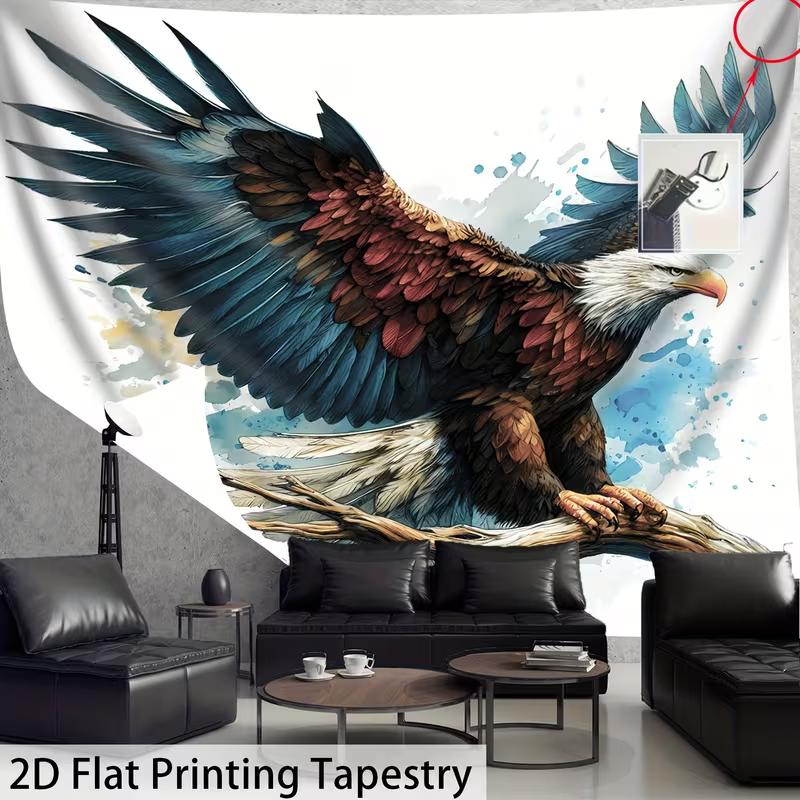 2D Bald Eagle on Branch Tapestry Patriotic Color Wall Decor Cloth