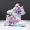 Girls basketball shoes 2025 spring new mesh breathable rotating buckle children and girls sports shoes button running shoes