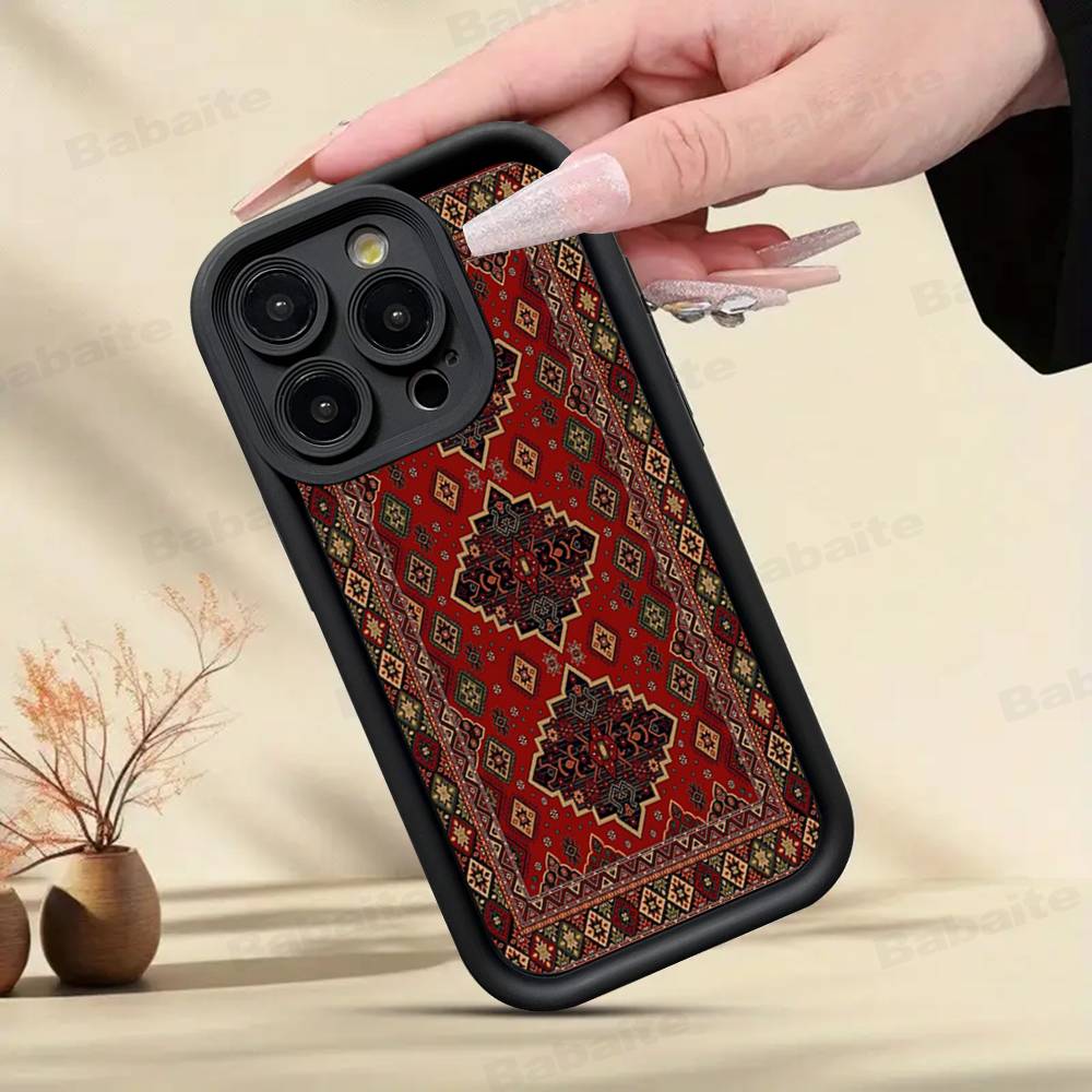 Чехол для телефона с цветочным узором в стиле персидского ковра для IPhone 17 16 15 14 Plus 13 12 11 Pro Max Air Мягкая силиконовая крышка