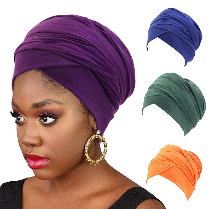 1Pc Hijab Indian Headwrap Head Wrap Extra Long Tube Cotton New Solid Color Magic Turban Women