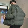 Модная мужская зимняя куртка из хлопкового пуха — повседневная однотонная куртка с воротником-стойкой, теплая и плотная, корейский стиль.