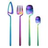 4Pcs/Set Rainbow Cutlery Set 18/10 Stainless Steel Dinner Tableware Set Knife Fork Tea Spoon Dinnerware Set Party Silverware Set
