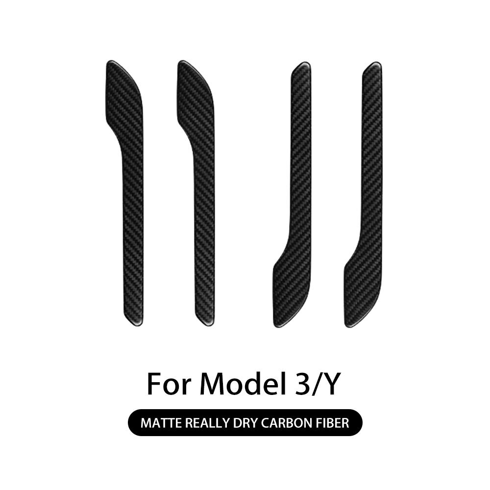 Real Carbon Fiber Car Door Handle Trim Sticker Cover for Tesla Model 3 2017-2024 Model Y -2024 Auto Anti Scratch Protection