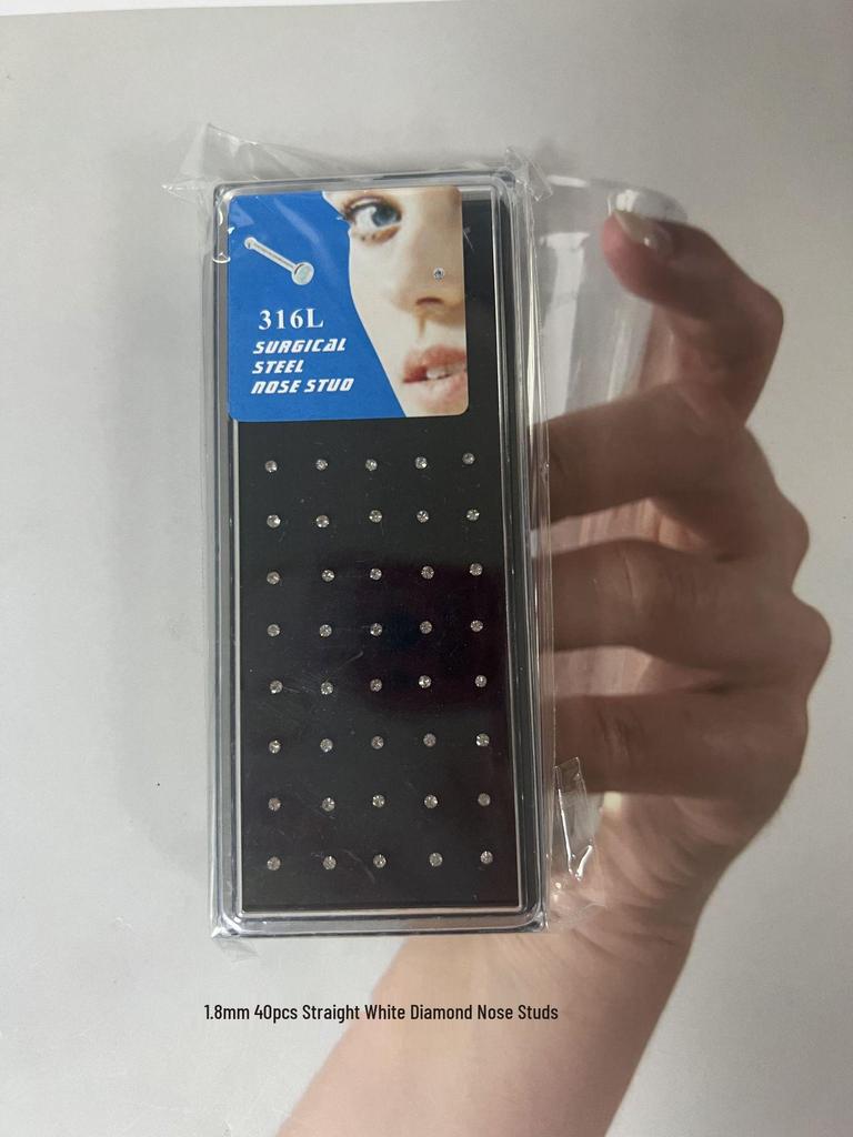 60 шт. 1,8 мм Стальные стразы Пирсинг для носа и хряща уха