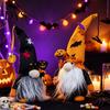 Indoor Window Display Props Halloween Light Up Gnome Decoration, Spooky Orange Black Swedish Tomte Elf Figurine, Soft Polyester Holiday Crafts