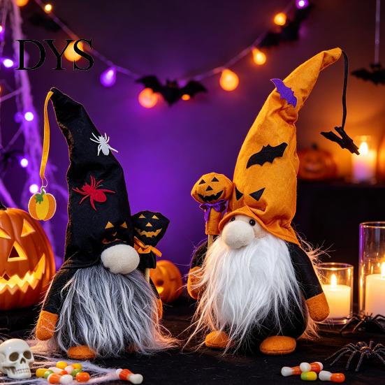 Indoor Window Display Props Halloween Light Up Gnome Decoration, Spooky Orange Black Swedish Tomte Elf Figurine, Soft Polyester Holiday Crafts