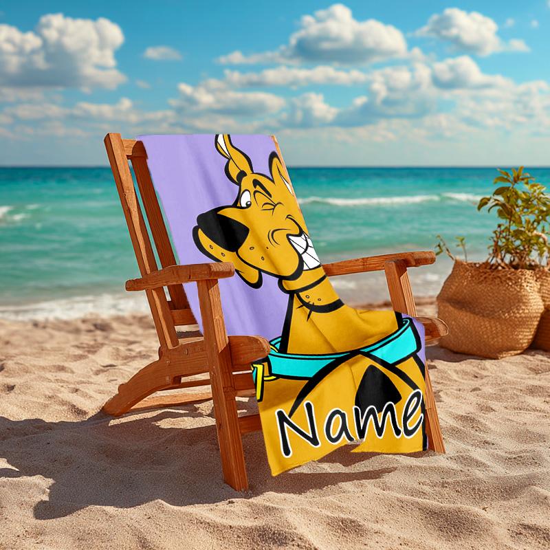 Personalized customized proof beach towel with Scooby-Doo pattern - soft, absorbent,quick-drying,perfect swimming,camping&bathing