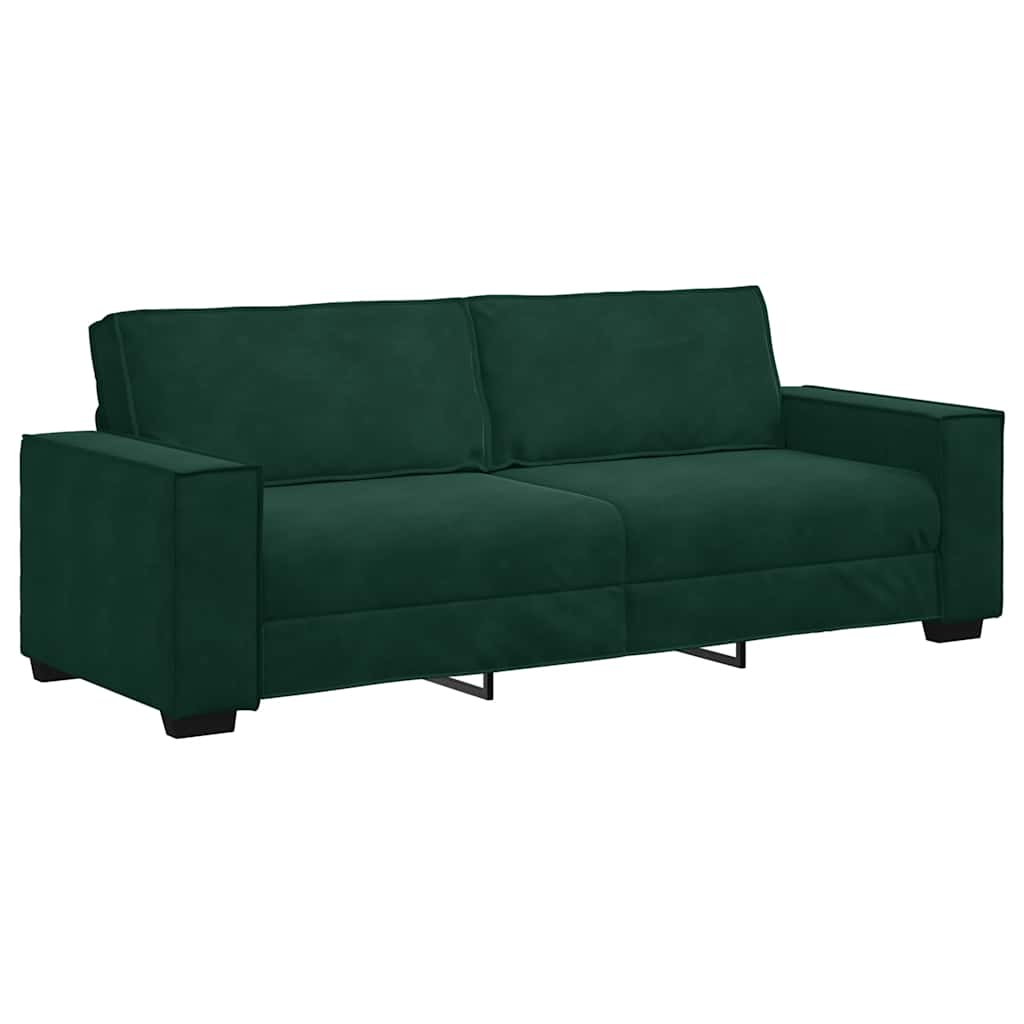 3 Seater Sofa Dark Green 220 x 78 x 84 cm Velvet