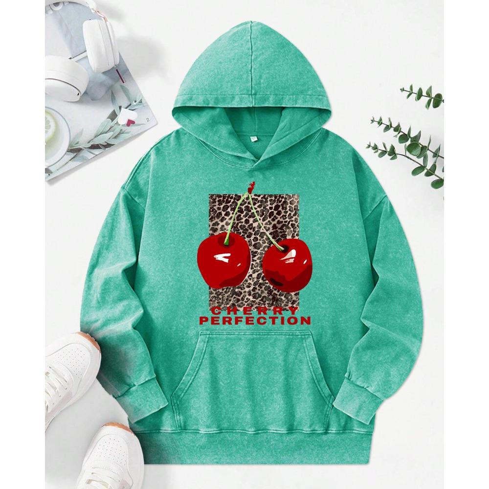 Модные женские худи с принтом «Леопард и вишня — совершенство», многоцветные, свободные, уличная одежда, женская одежда