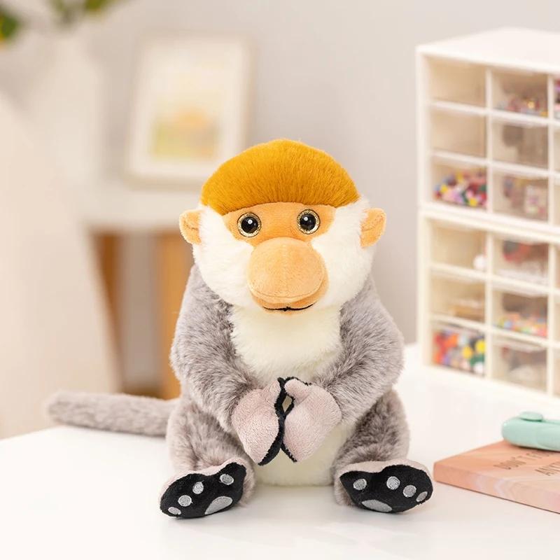 Креативная Плюшевая Кукла Обезьяна с Длинным Носом Высококачественная Серая Обезьяна Горилла Животное Мягкая Игрушка Домашний Декор Подарок для Мальчиков и Девочек