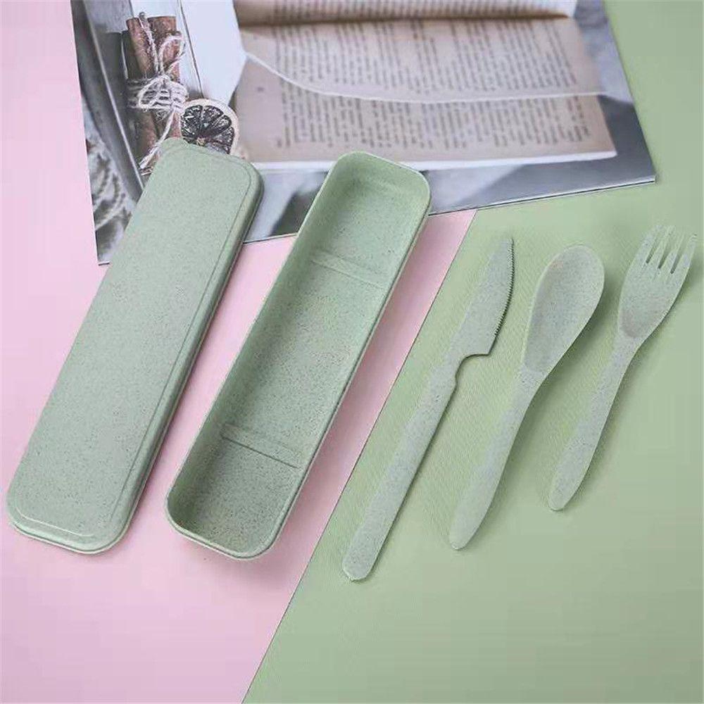 3PCS Eco-friendly Cutlery Box Kitchen Supplies Fork Spoon Tableware Dinnerware Sets Travel Cutlery