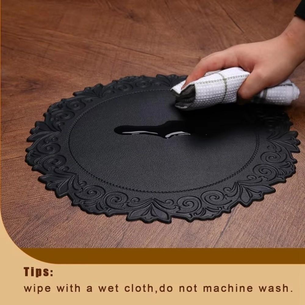 Round Shape Embossed Placemats Relief Pattern Texture Faux Leather Placemats Coffee Table