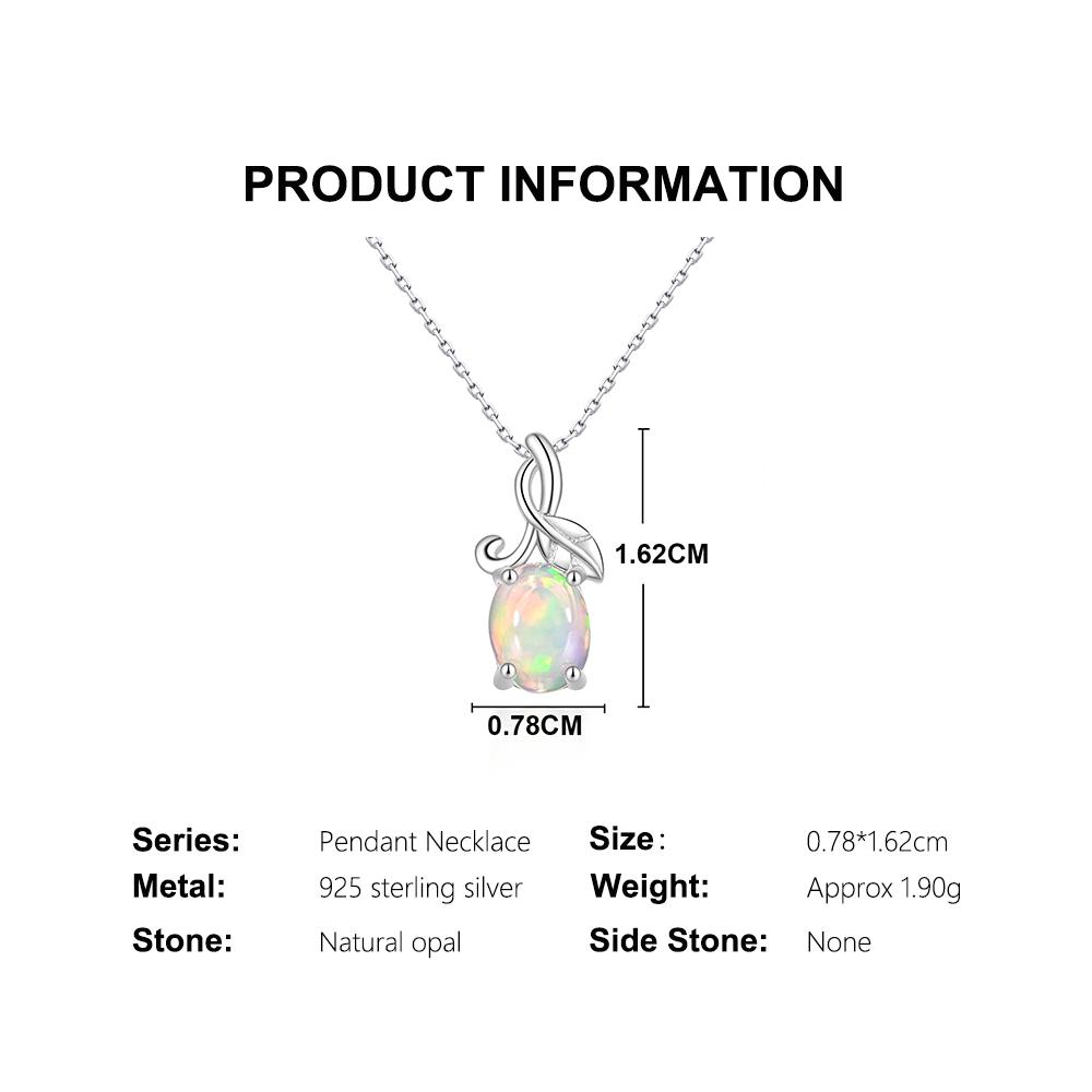 Ожерелье-подвеска из стерлингового серебра 925 пробы с дизайном листьев дерева и натуральным овальным опалом 6*8 мм для женских ювелирных изделий, подарки на юбилейную вечеринку