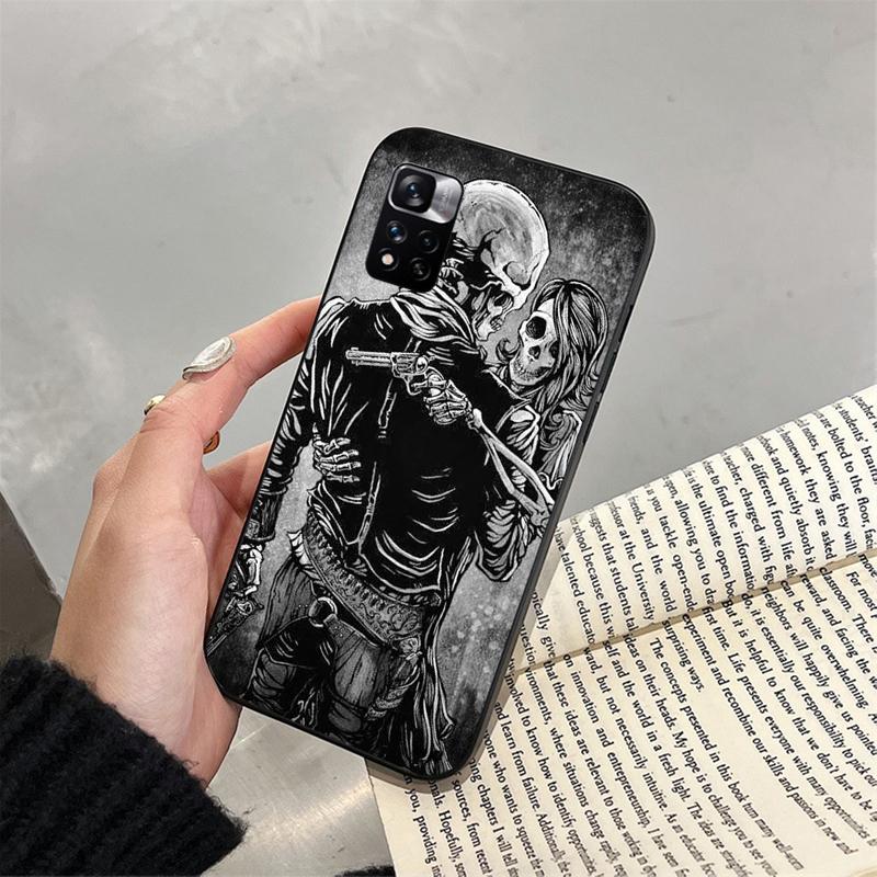 Phone Case For Xiaomi Redmi note 13 12S 12 Pro 11S 11 10 Pro 10S 12S Redmi 10 10C 9C 13C Skull Skeleton Woman
