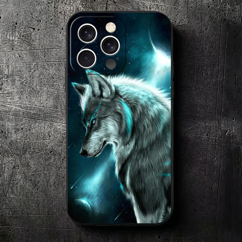 Мягкий чехол для телефона с изображением Волка-Луны для iPhone 16 16E 17 Air 15 Pro Max 14 Plus 13 Mini 11 12 7 Черная задняя крышка