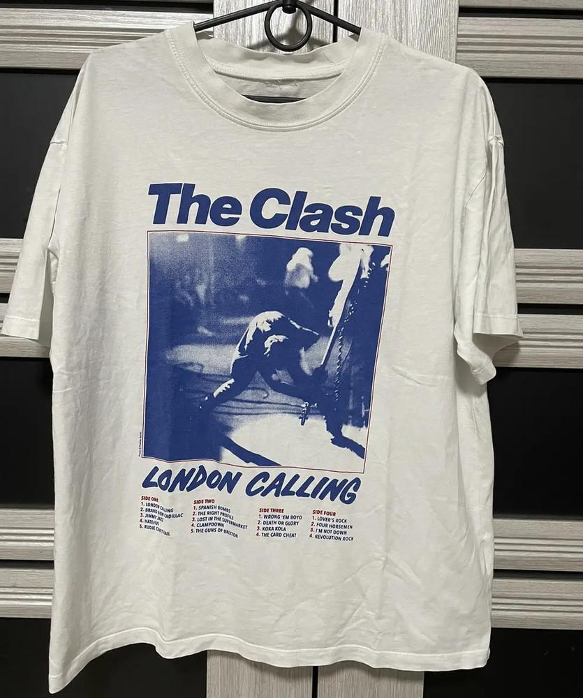 00-е The Clash Лондонский тур Calling Белая Универсальный размер Унисекс РУБАШКА BT358 Унисекс Футболка