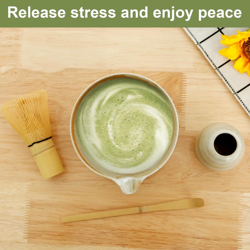 Набор для японского матча из 4 предметов Традиционный набор для чая матча Многоразовый набор венчиков для матча Элегантный стартовый набор для матча для любителей чая