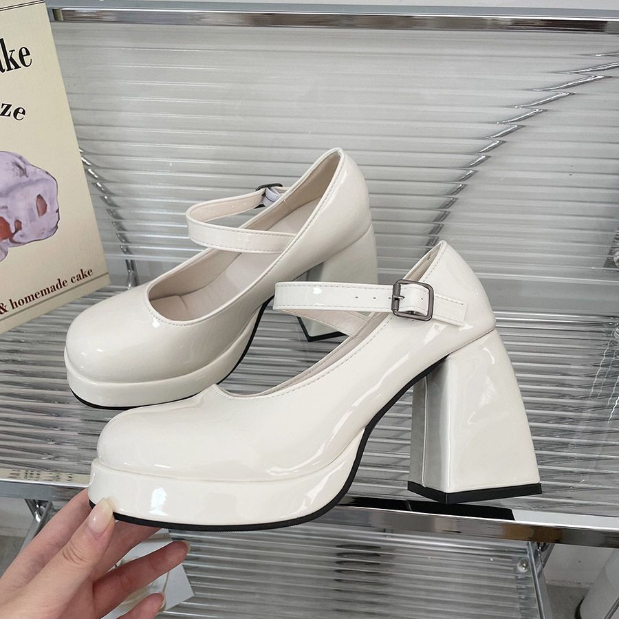 Пряные туфли из лакированной кожи на толстом каблуке, туфли Мэри Джейн, новая ретро-мода, нишевые маленькие кожаные туфли на высоком каблуке для женщин