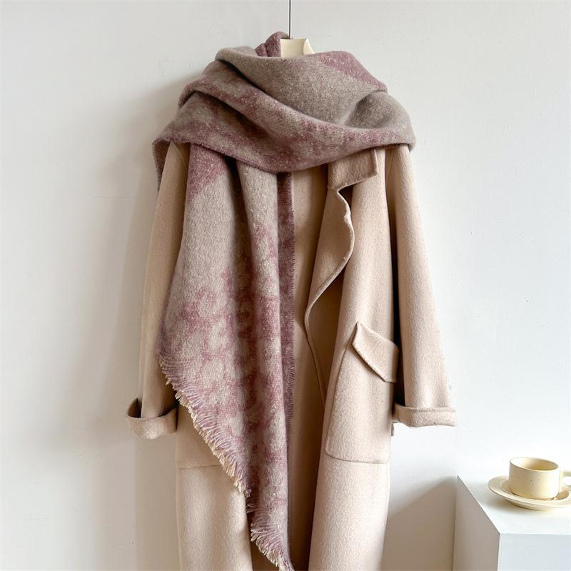 New Thickened and Elongated Winter Scarf Cashmere Feeling Shawl and Wraps Pashmina Neckerchief Bufanda Female Poncho 48Colors