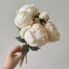 4 Flower 3 Buds Peony Artificial Flower Silk Petals Decorative Flower  Photo Props