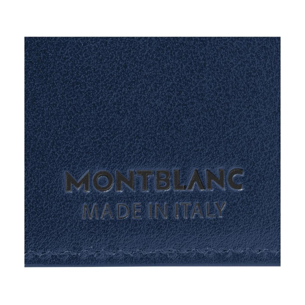 Montblanc Стиль 3.0 Классический логотип Кожаный кошелек с тиснением Мужской кошелек Чернильно-синий MB198063